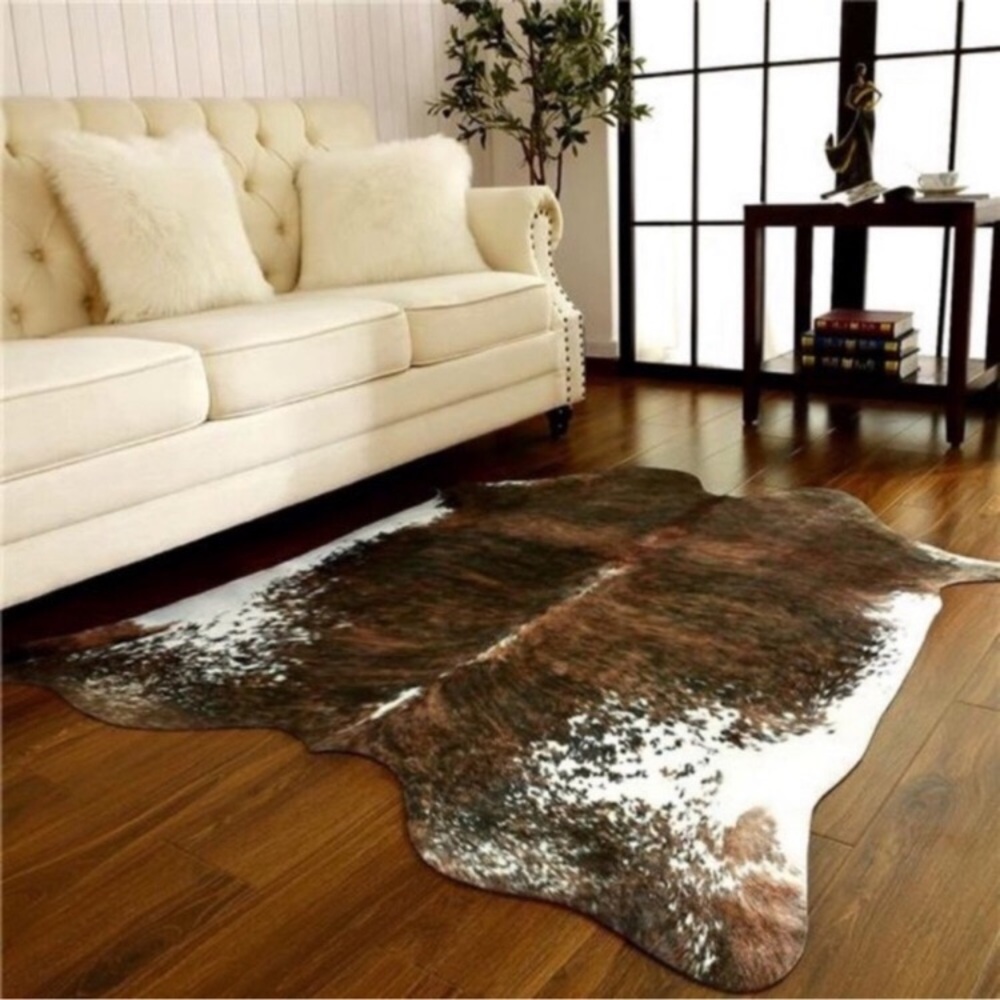 Cow Hide Rug 4.6x5.2ft Area Rug Faux Cowhide Rug Traditional Animal Rug CowPrint